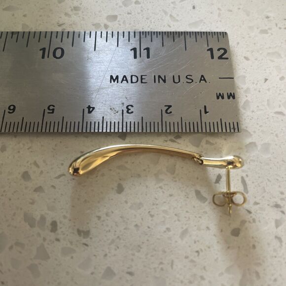 Tiffany & Co. 18k Yellow Gold Elsa Peretti Elongated Teardrop Dangle Earrings - Picture 10 of 12